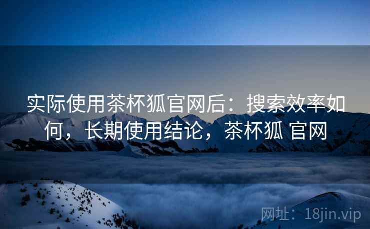 实际使用茶杯狐官网后：搜索效率如何，长期使用结论，茶杯狐 官网